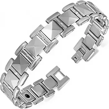 Náramek Šperky Eshop Magnetický tungstenový náramek, H články a čtverce 210 mm