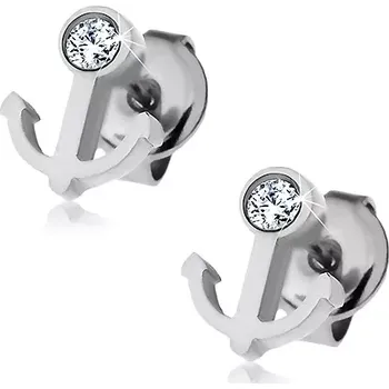 Náušnice Náušnice z oceli 316L - kotva s čirým zirkonem, puzetky