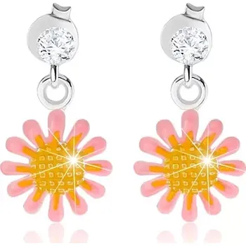 Náušnice Náušnice ze stříbra 925, růžovožlutý květ, lesklá glazura