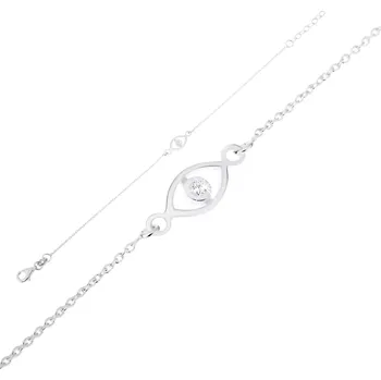 Náramek Stříbrný náramek 925, oko s kulatým zirkonem čiré barvy, nastavitelný