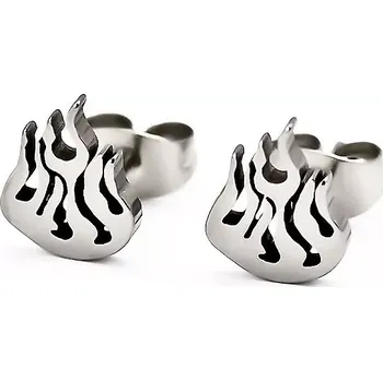 Náušnice Puzetové náušnice, ocel 316L, stříbrná barva, plamínek