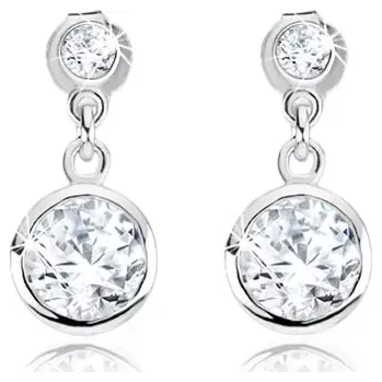Náušnice Puzetové náušnice, stříbro 925, čiré kulaté zirkony v ozdobné objímce