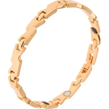 Náramek Magnetický ocelový náramek zlaté barvy, matné články a lesklé spoje