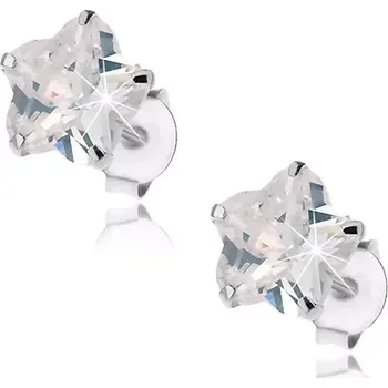 Náušnice Stříbrné náušnice 925, blýskavý zirkonový kvítek čiré barvy, puzetky