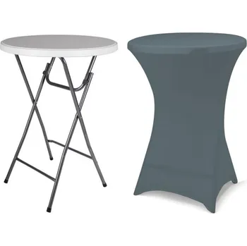 Zahradní stůl Párty bistro stolek vysoký ke stání + designový elastický potah, antracit, 110 cm