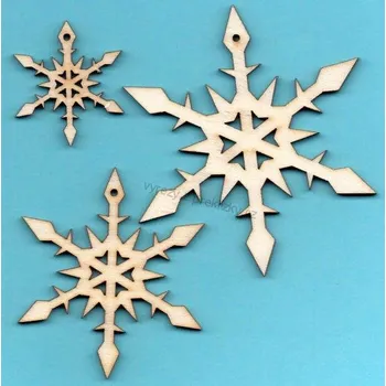 Překližka Výřez z překližky, V14/2, ZIMNÍ VLOČKA III.-střední, 5,5cm, 1ks