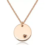 Stříbrný náhrdelník 925 - kruhová známka, černý diamant v srdíčkovém zářezu