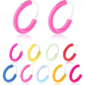 Náušnice Náušnice ze stříbra 925, tenký kroužek v pastelových barvách, 8 mm - Barva: Červená