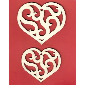 Překližka Výřez z překližky, SR07/2, FILIGRÁNOVÉ SRDCE-malé, 7x6cm, 1ks