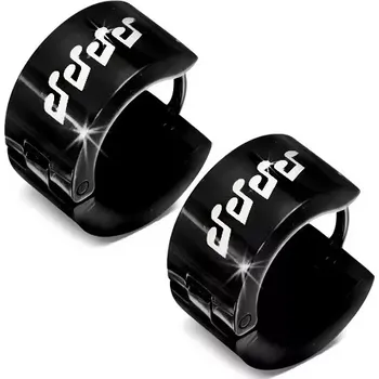 Náušnice Černé lesklé náušnice z oceli - bílé glazované noty