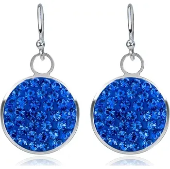 Náušnice Visací stříbrné náušnice 925 - modrý zirkonový kruh, 11 mm