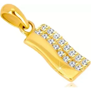 Přívěsek Přívěsek ze žlutého 14K zlata - zvlněný pás, polovina vykládaná zirkony