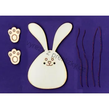 Sada-výřez z překližky, F87/3, VELIKONOČ. ZAJÍČEK, s tlapkami, 7,5x4,4,cm