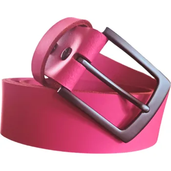 Opasek opaskujse Kožený opasek XXL, růžová kůže, spona broušená hranatá, kovová Délka opasku: 125 cm