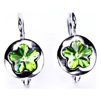 Náušnice Stříbrné náušnice kytička Swarovski chryzolit - NK1300 (Stříbrné náušnice Swarovski kytičky)