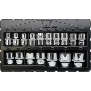 Gola hlavice Nástrčné hlavice 1/2", 6 hran, 10 - 32 mm, CrV, sada 17 dílů, Welzh (Welzh Werkzeug)
