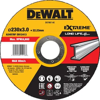 Řezný kotouč Řezný kotouč na kov vypouklý230x3,0x22,2 DeWALT DX7987