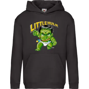 Chlapecká mikina dětská levná mikina, kapuce, Hulk Barva: Black -černá, velikost: 152