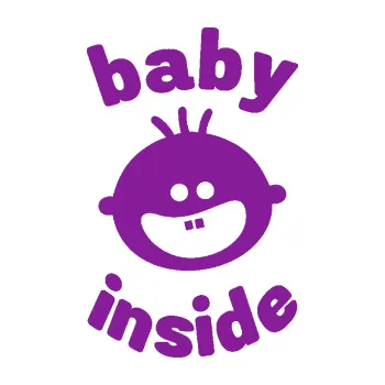 Polep vozidla SAMOLEPKA Baby inside 002 pravá dva zuby na palubě (14 - fialová) NA AUTO, NÁLEPKA, FÓLIE, POLEP, TUNING, VLASTNÍ TEXT, TISK, AUTOSAMOLEPKY.cz, POLEPY, OBRÁZEK, LOGO, SAMOLEPKY