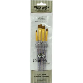 Umělecký štětec Malířské štětce 4 ks ,, Brown Taklon Angular" Vel. 3,6,10,13 mm (42458)