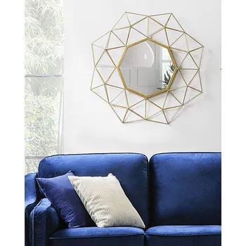 Zrcadlo Nástěnné zrcadlo zlaté 69 x 80 cm kovové Nepravidelný, geometrický tvar moderní Beliani