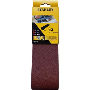 Brusný papír Brusné pásy 3ks P60,P80,P100 75x533mm Stanley STA33206