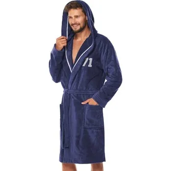 Pánský župan Pánský župan Number dark blue L&L modrá tmavá XXL