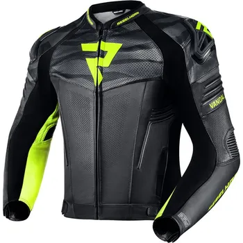 Moto bunda Kožená bunda REBELHORN Vandal Black / Fluo Yellow - XL