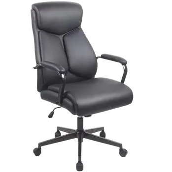 BROOKLYN židle kancelářská, černá koženka, kříž černý, područky černé