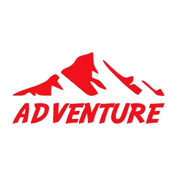 Samolepící dekorace SAMOLEPKA Krajina hory 040 turistika, nápis Adventure (10 - červená) NA AUTO, NÁLEPKA, FÓLIE, POLEP, TUNING, VLASTNÍ TEXT, TISK, AUTOSAMOLEPKY.cz, POLEPY, OBRÁZEK, LOGO, SAMOLEPKY
