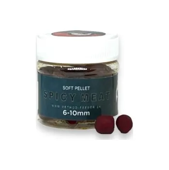 Návnadová surovina METHOD FEEDER FANS - Měkčené Fluo Pelety Kořeněné Maso 6-10 mm 50 ml