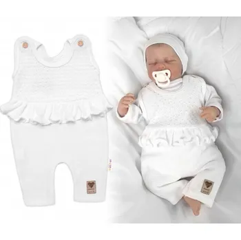 Pletené láclové kalhoty Girl s volánkem, Baby Nellys, bílé, Velikost koj. oblečení 68 (3-6m)