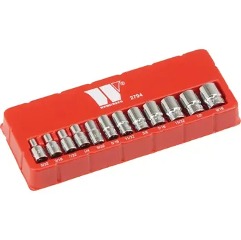 Gola hlavice Nástrčné hlavice 1/4", 6 hran, 5/32 - 9/16", CrV, sada 12 dílů, palcové, Welzh (Welzh Werkzeug)