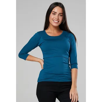 Těhotenská móda Těhotenské a kojicí tričko 3v1 - modré petrolejové, 3/4 rukáv Velikost: L