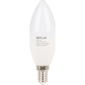 Žárovka RLL 627 C37 E14 candle 6W CW D RETLUX
