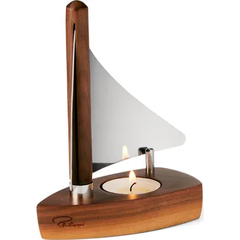 Svícen Philippi KOGGE Lodička Svícen na čajovou svíčku 11x6x15 cm ořechové dřevo