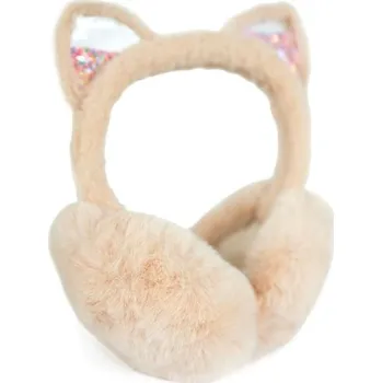Zimní čelenka Plyšové klapky na uši Glitter kitty Béžové Artofpolo 97k-cube