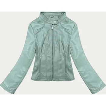 Krátká dámská bunda ramoneska v mátové barvě se stojáčkem J Style (11Z8127) odstíny zelené XL (42)