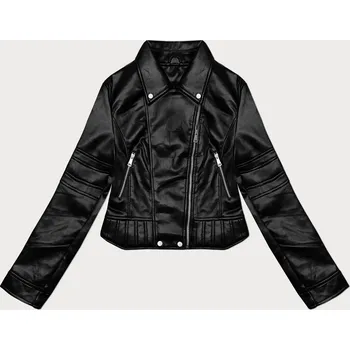 Černá dámská bunda ramoneska s ozdobným prošíváním J Style (11Z8129) odstíny černé S (36)