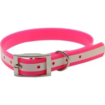 Obojek pro psa edworld Obojek TPU s reflexním proužkem, rozměr 25×600 mm, barva růžová