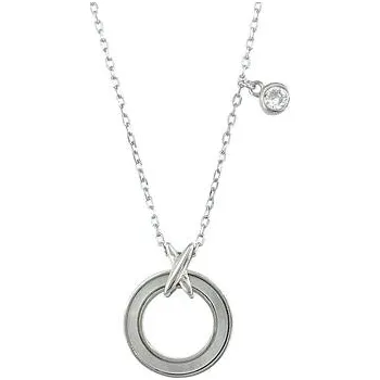 Náhrdelník Stříbrný náhrdelník kroužek s perletí a zirkonem délka náhrdelníku 42+3cm