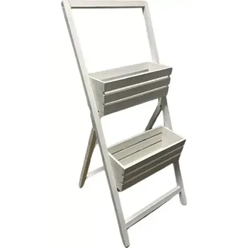 Vyvýšený záhon BIO FLAME Dřevěný stojan na květiny 105x60 cm, bílý, 2 květináče