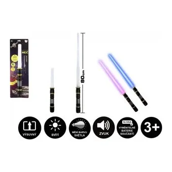 Hračka Meč světelný vesmírný skládací plast 80cm na baterie se světlem se zvukem na kartě 16x51x5cm