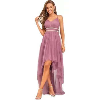 Dámské šaty Ever Pretty dámské plesové šaty s vysokým a nízkým tylem EP00212 - světle vínová M