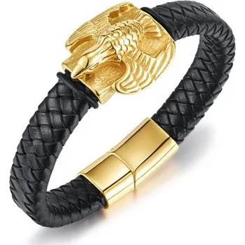 Náramek Pánský ocelový proplétaný náramek Flying Eagle Zlatý 21cm Titan Jewerly 97k-cube