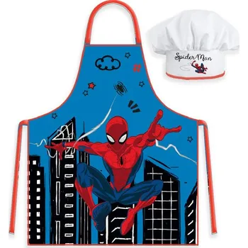 Kuchyňská zástěra Modrá zástěra pro děti s čepicí Spiderman