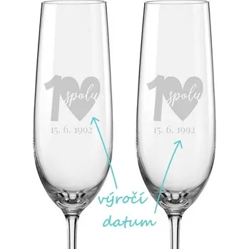 Sklenice Sklenice na sekt k výročí Srdce spolu, 2 ks