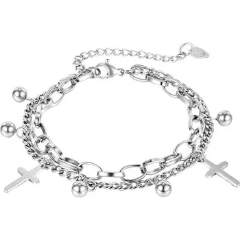 Náramek Dámský ocelový náramek s přívěšky Clotilde Stříbrný Titan Jewerly GS1113