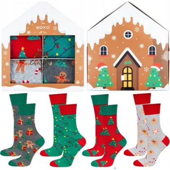 Pánské ponožky SOXO VÁNOČNÍ PONOŽKY V KRABICI / 4 BALENÍ 70750A tmavě modrá 40-45