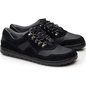 Pánská treková obuv ZAQQ HIQE Low Waterproof 36-48 VELUR/MESH/MEMBRANE Broušená kůže, prodyšná síťovina, nepromokavá podšívka Černá 36
